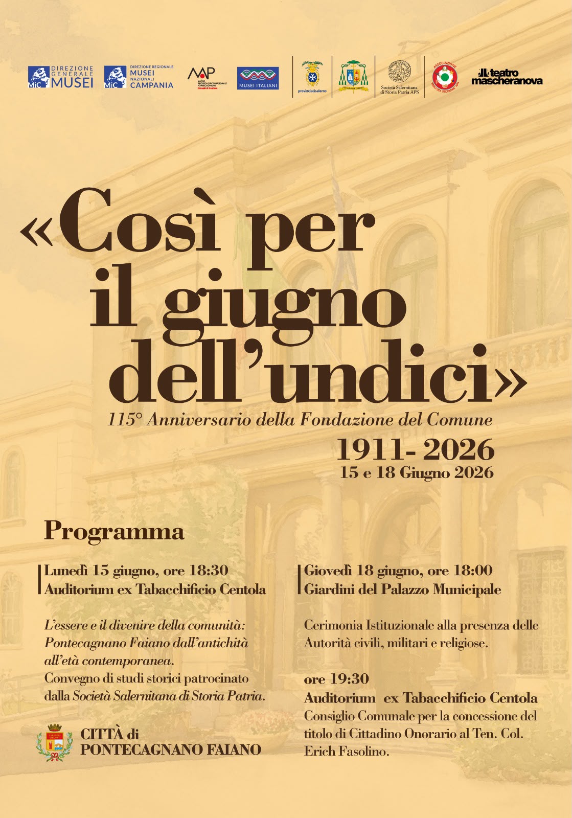 115 anni dalla fondazione del Comune: gli eventi